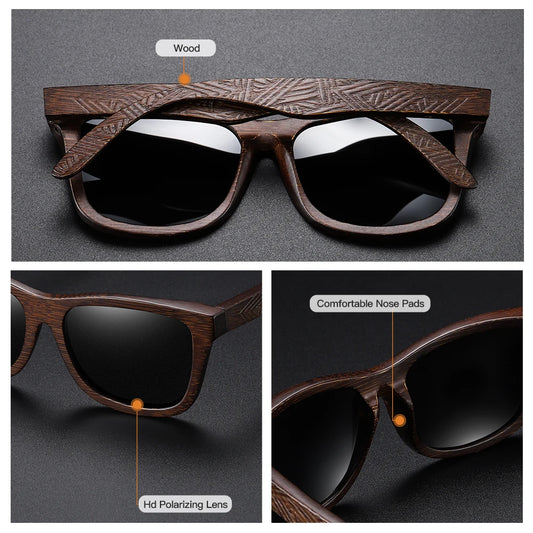 GM Natural Bamboo Wooden Sunglasses Handmade Polarized