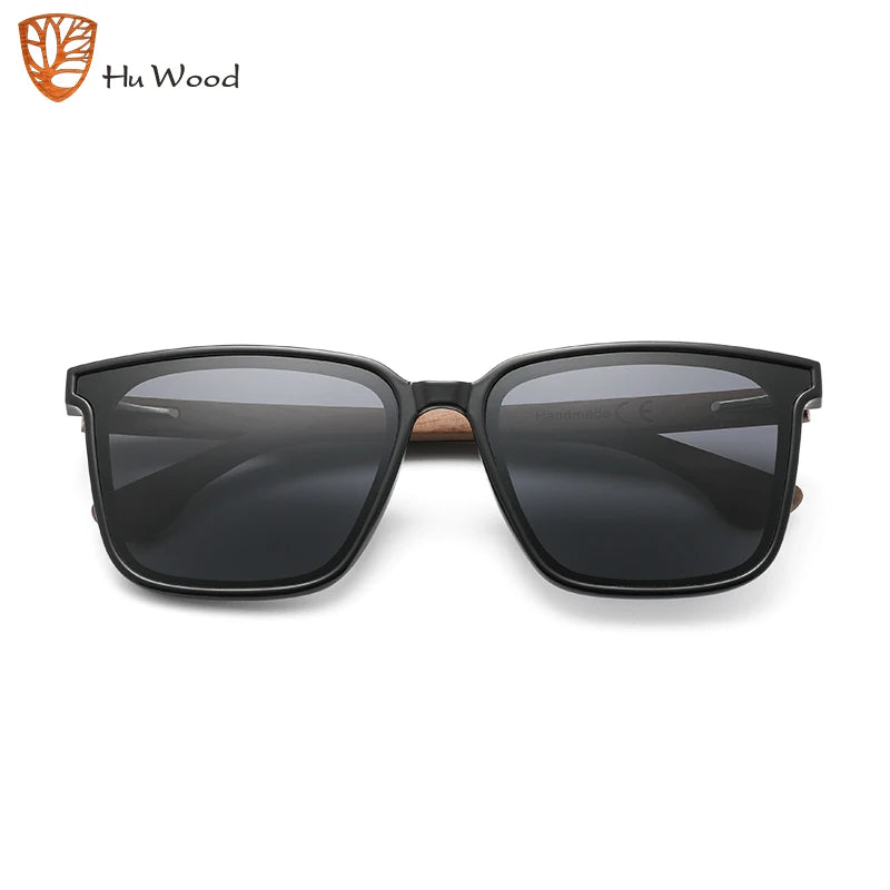 Hu Wood Square Men Women Sunglasses Polarized