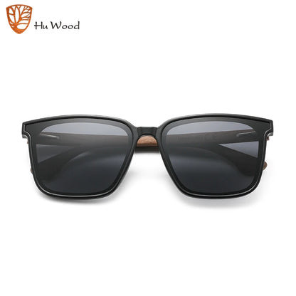Hu Wood Square Men Women Sunglasses Polarized